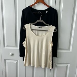 Eileen‎ Fisher Women’s Bundle – Black Long Sleeve & Ivory Tank – Size L